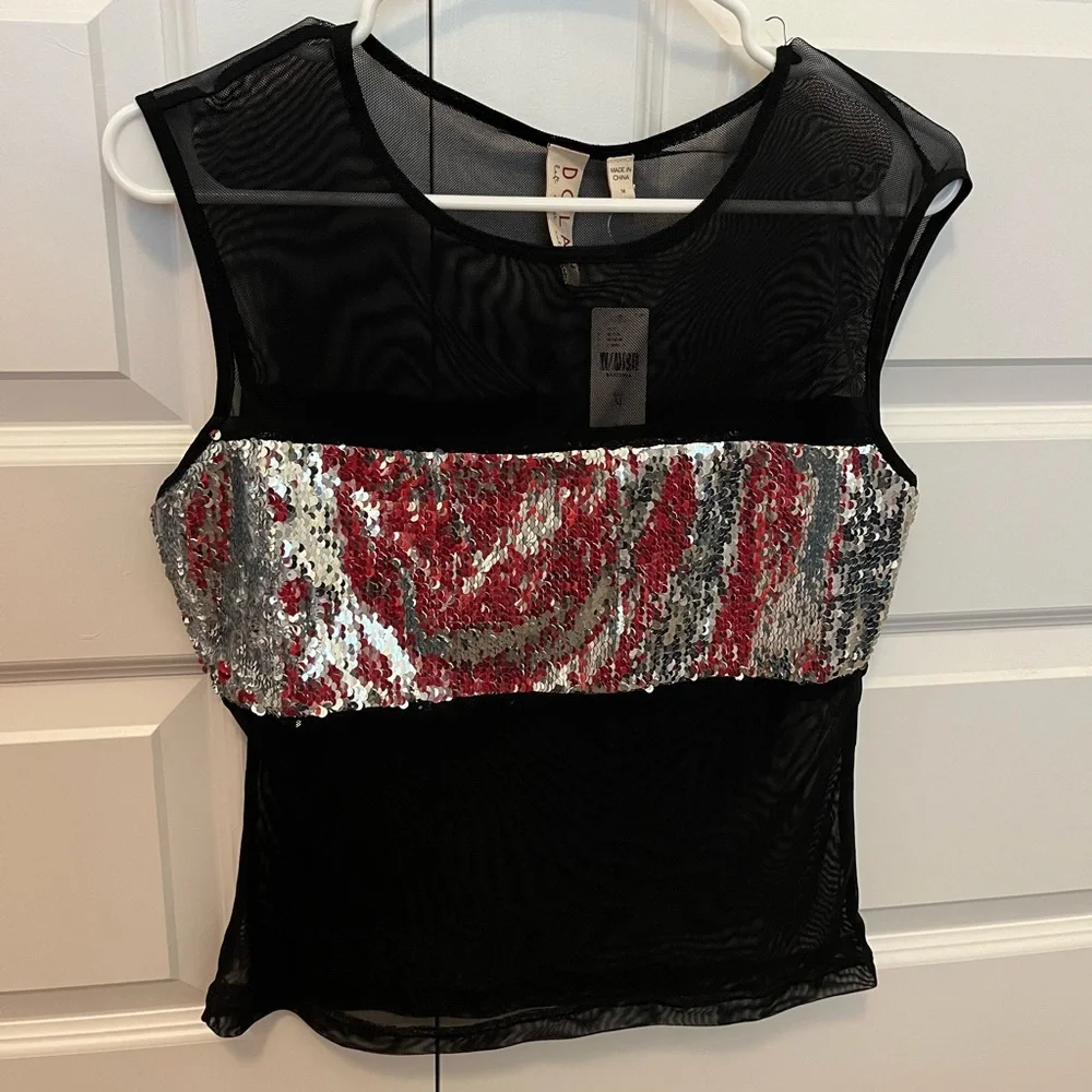NWT ANTHROPOLOGIE SEQUIN TOP M - Picture 3 of 6